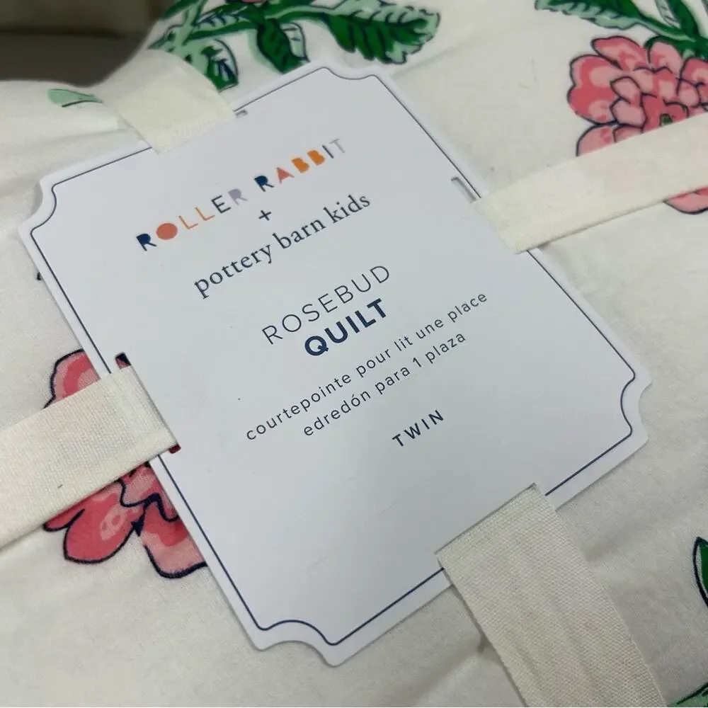 Pottery Barn x Roller Rabbit Rose Voile Quilt Rosebud Floral Print Twin / XL NWT